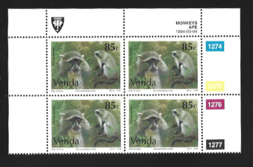 Samango monkey - 85 cent Venda stamp set